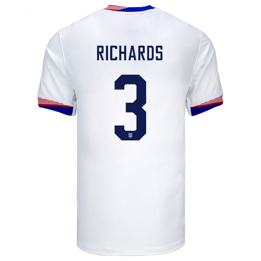 Dames Verenigde Staten Chris Richards #3 Wit Thuisshirt Thuistenue 24-26 T-Shirt