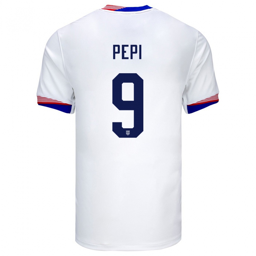 Dames Verenigde Staten Ricardo Pepi #9 Wit Thuisshirt Thuistenue 24-26 T-Shirt