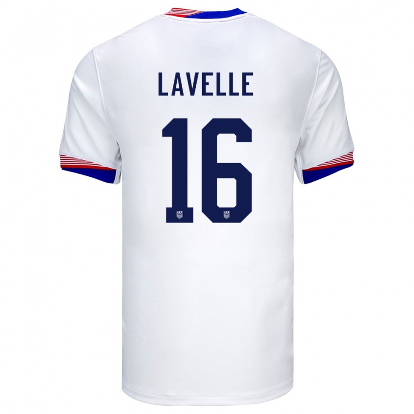 Dames Verenigde Staten Rose Lavelle #16 Wit Thuisshirt Thuistenue 24-26 T-Shirt