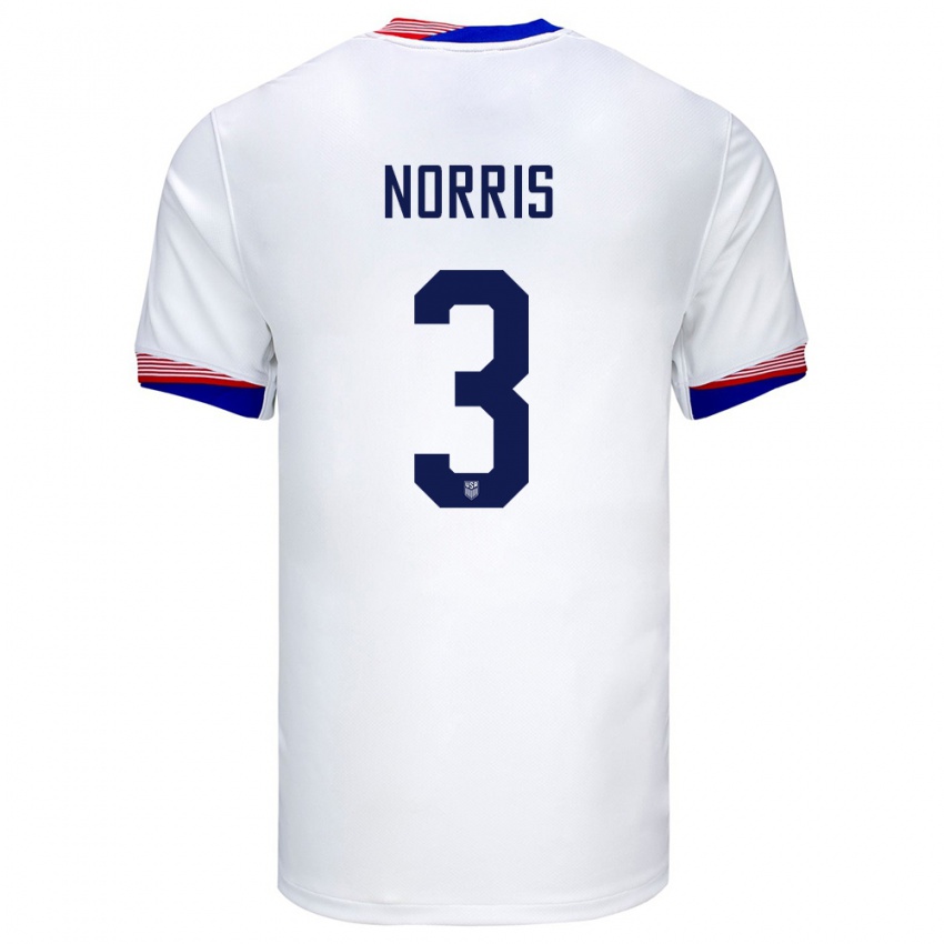 Dames Verenigde Staten Nolan Norris #3 Wit Thuisshirt Thuistenue 24-26 T-Shirt