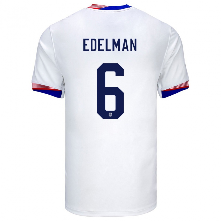 Dames Verenigde Staten Daniel Edelman #6 Wit Thuisshirt Thuistenue 24-26 T-Shirt