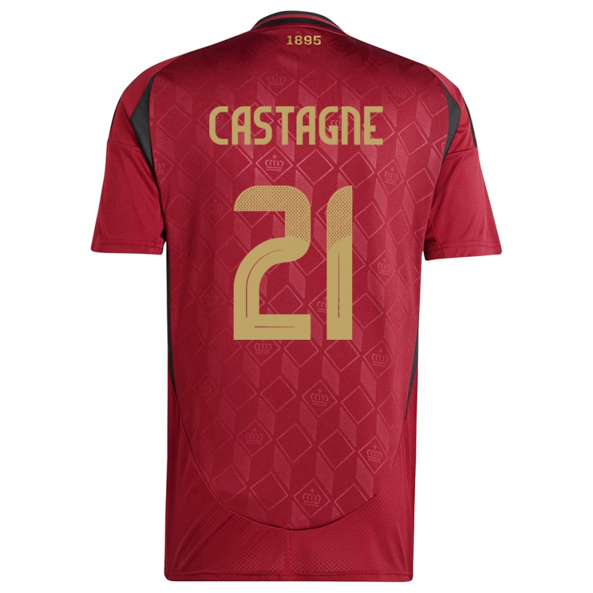 Dames België Timothy Castagne #21 Bourgondië Thuisshirt Thuistenue 24-26 T-Shirt