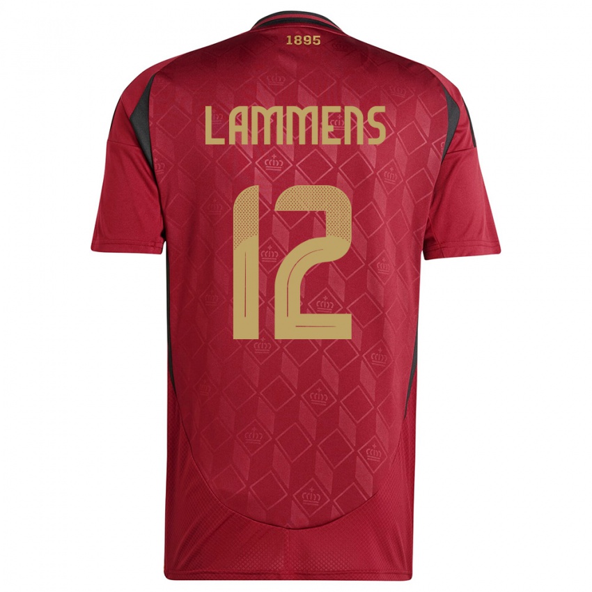 Dames België Senne Lammens #12 Bourgondië Thuisshirt Thuistenue 24-26 T-Shirt