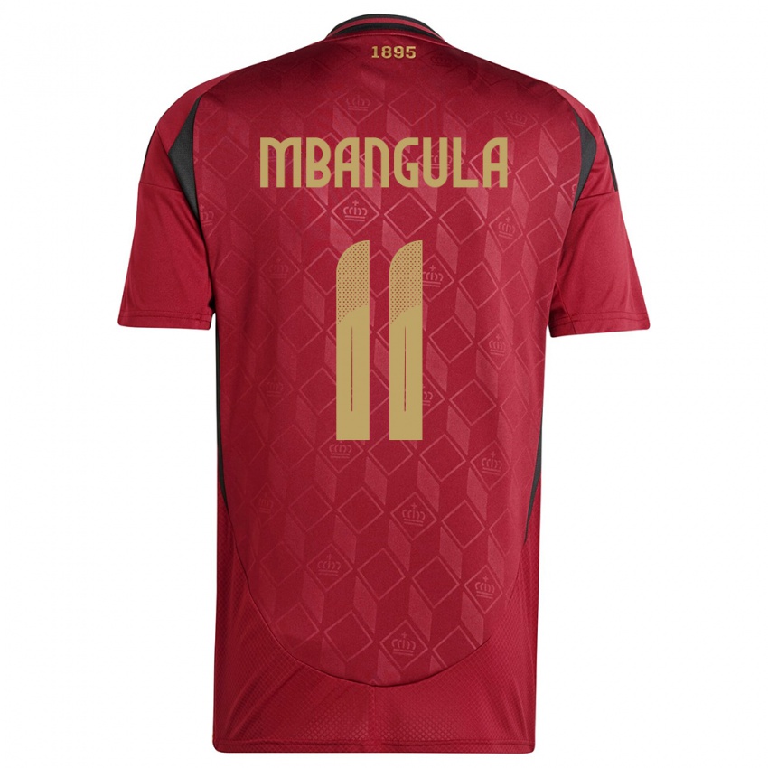 Dames België Samuel Mbangula #11 Bourgondië Thuisshirt Thuistenue 24-26 T-Shirt