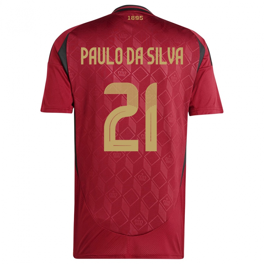 Dames België Thiago Paulo Da Silva #21 Bourgondië Thuisshirt Thuistenue 24-26 T-Shirt