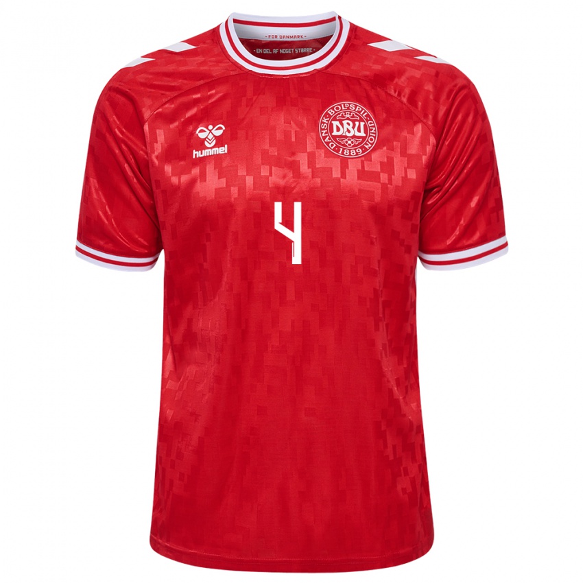 Dames Denemarken Simon Kjaer #4 Rood Thuisshirt Thuistenue 24-26 T-Shirt