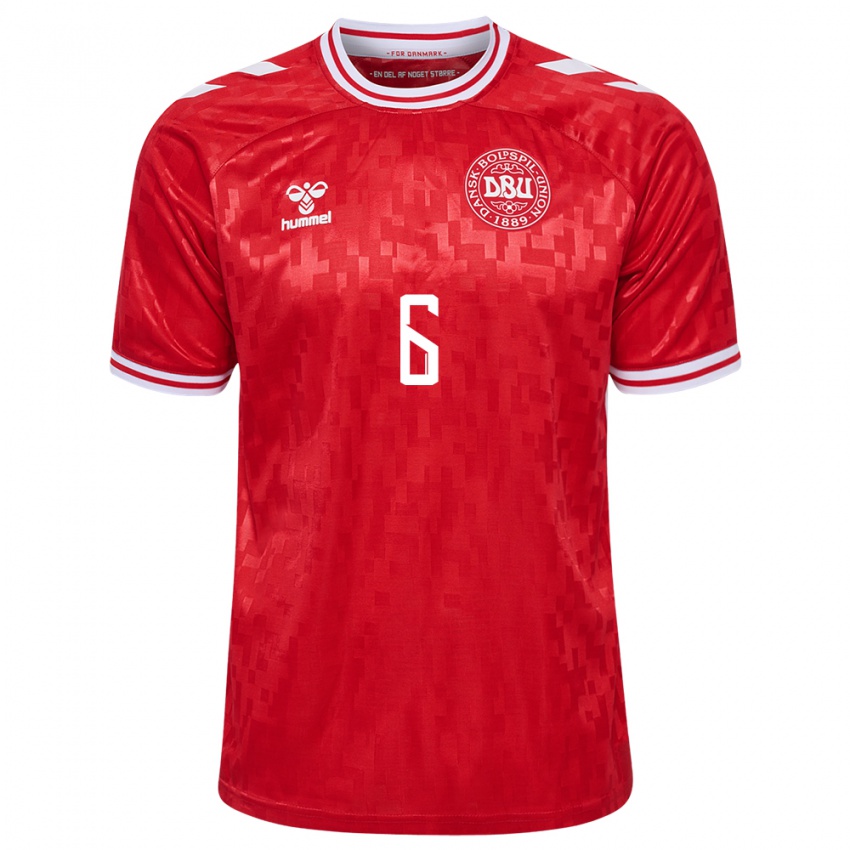 Dames Denemarken Andreas Christensen #6 Rood Thuisshirt Thuistenue 24-26 T-Shirt
