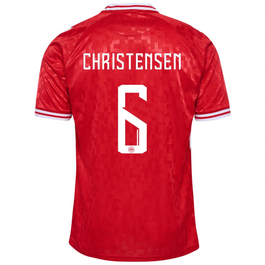 Dames Denemarken Andreas Christensen #6 Rood Thuisshirt Thuistenue 24-26 T-Shirt