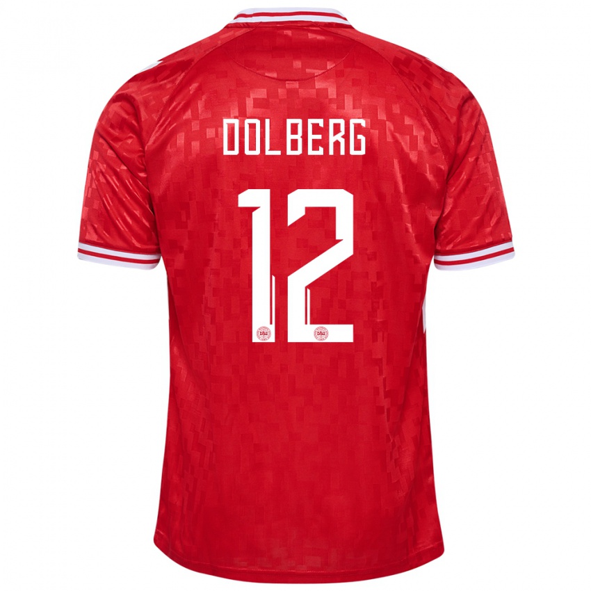 Dames Denemarken Kasper Dolberg #12 Rood Thuisshirt Thuistenue 24-26 T-Shirt