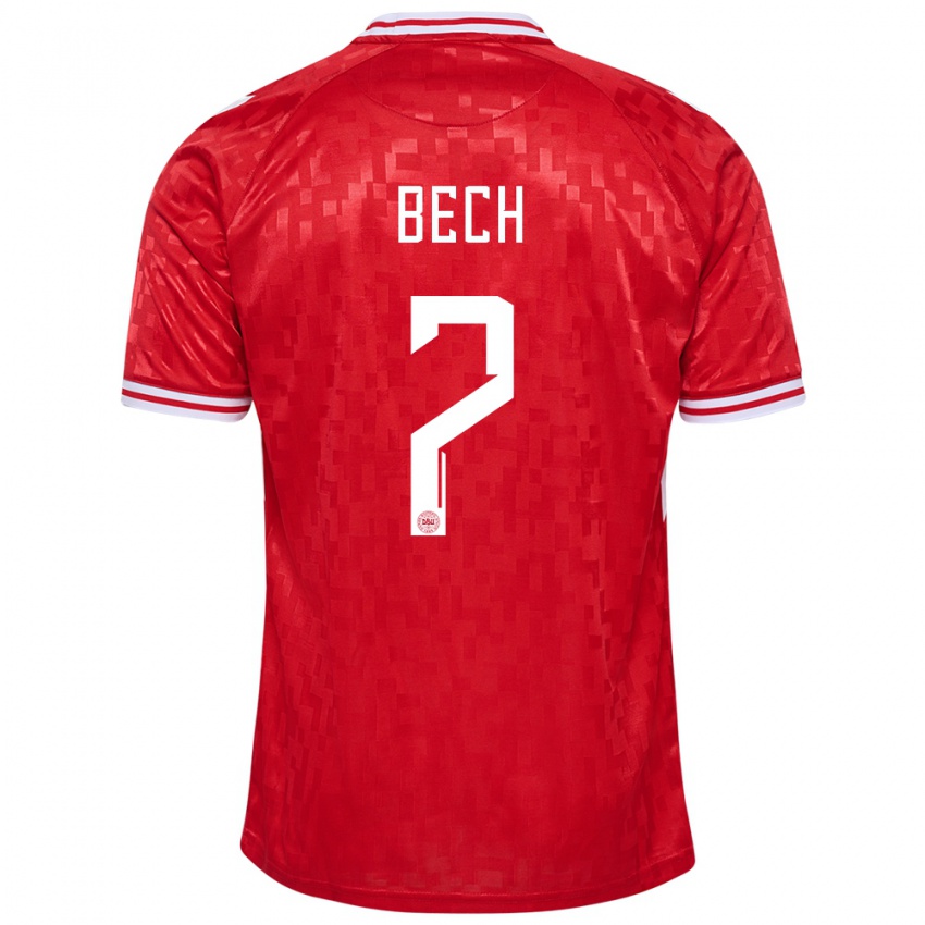 Dames Denemarken Tobias Bech #7 Rood Thuisshirt Thuistenue 24-26 T-Shirt