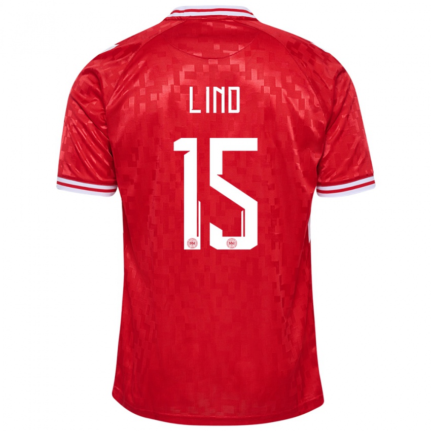 Dames Denemarken Victor Lind #15 Rood Thuisshirt Thuistenue 24-26 T-Shirt