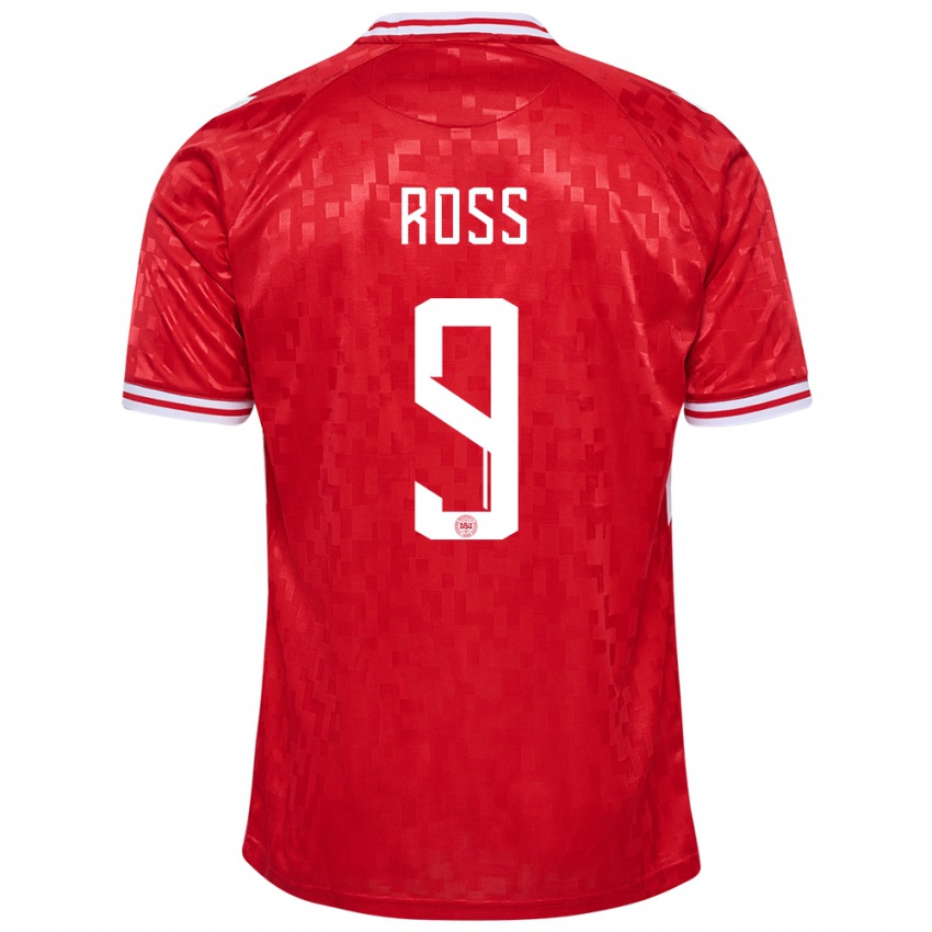 Dames Denemarken Oliver Ross #9 Rood Thuisshirt Thuistenue 24-26 T-Shirt