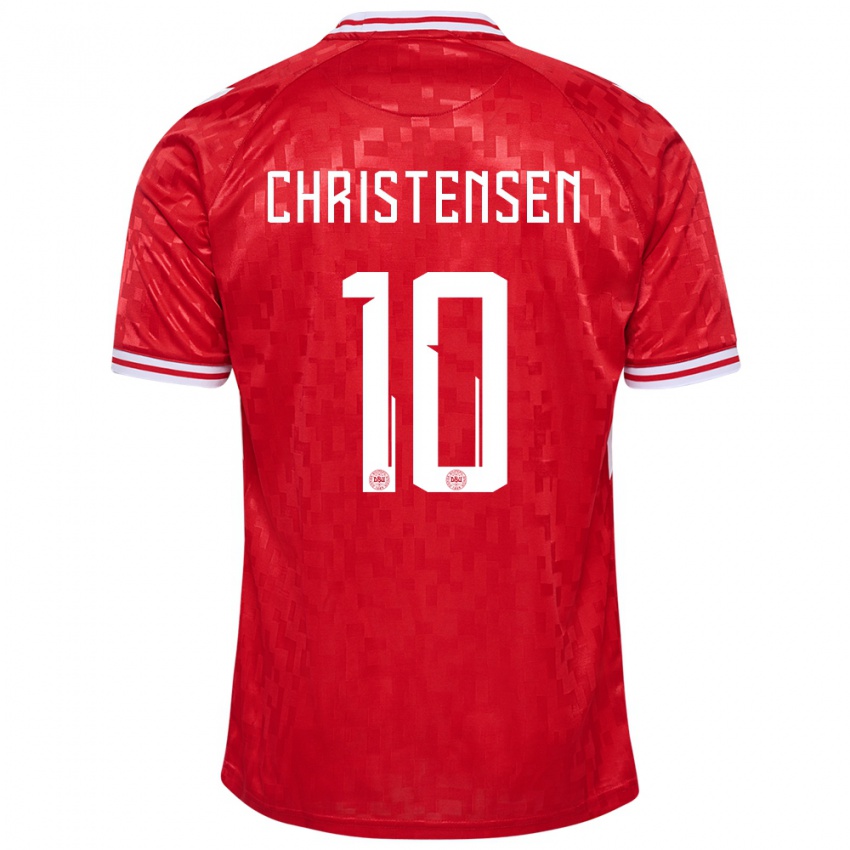 Dames Denemarken Gustav Christensen #10 Rood Thuisshirt Thuistenue 24-26 T-Shirt