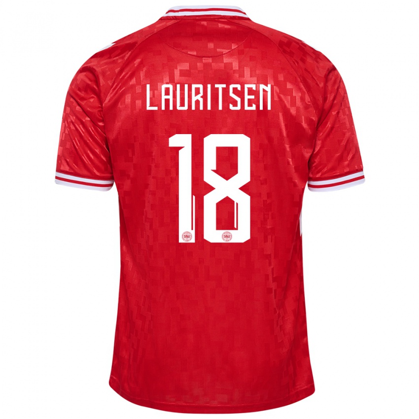 Dames Denemarken Tobias Lauritsen #18 Rood Thuisshirt Thuistenue 24-26 T-Shirt