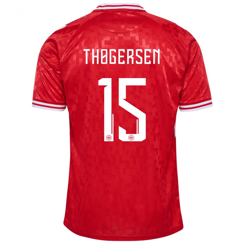 Dames Denemarken Frederikke Thøgersen #15 Rood Thuisshirt Thuistenue 24-26 T-Shirt