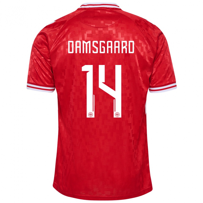 Dames Denemarken Mikkel Damsgaard #14 Rood Thuisshirt Thuistenue 24-26 T-Shirt