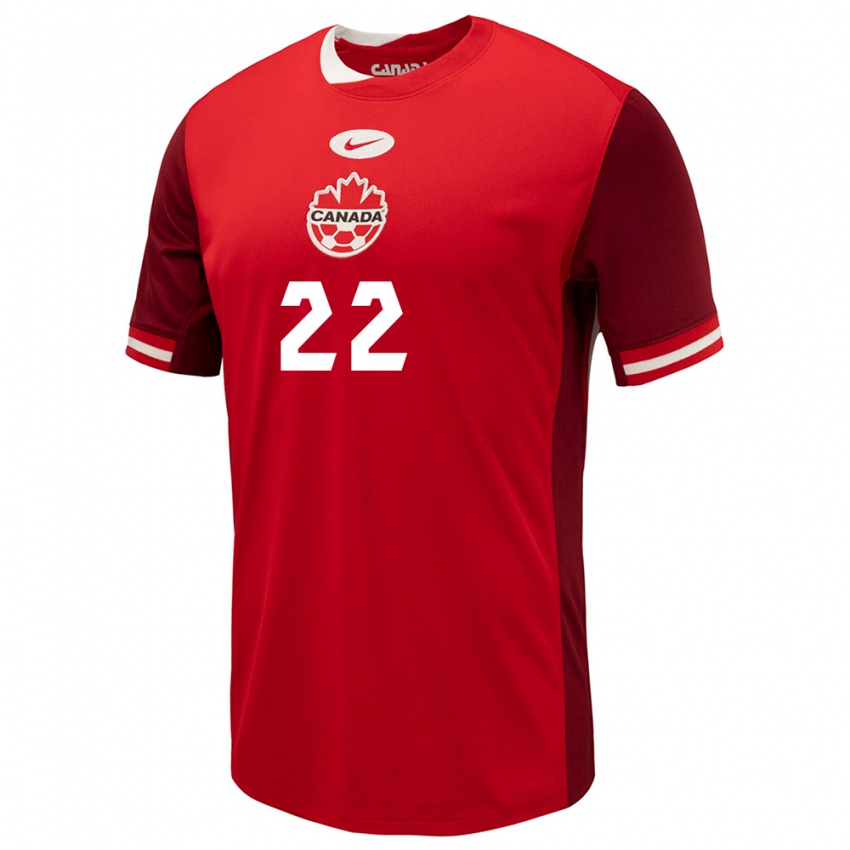 Dames Canada Richie Laryea #22 Rood Thuisshirt Thuistenue 24-26 T-Shirt