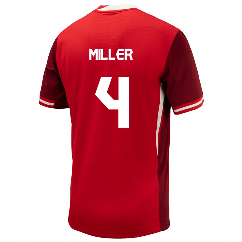 Dames Canada Kamal Miller #4 Rood Thuisshirt Thuistenue 24-26 T-Shirt