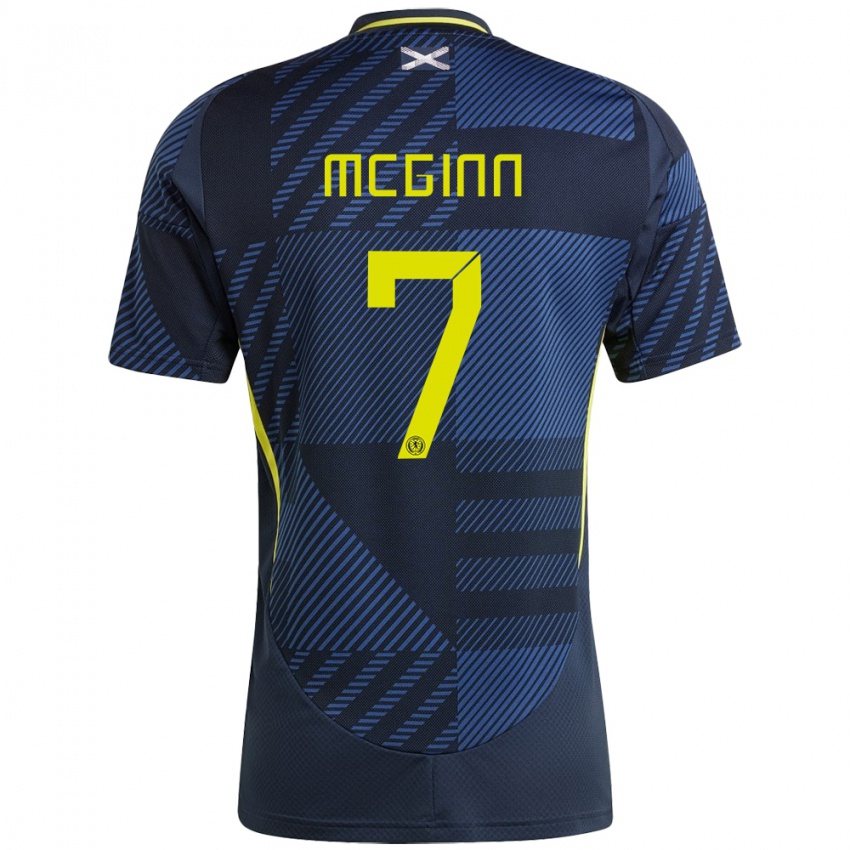 Dames Schotland John Mcginn #7 Donkerblauw Thuisshirt Thuistenue 24-26 T-Shirt