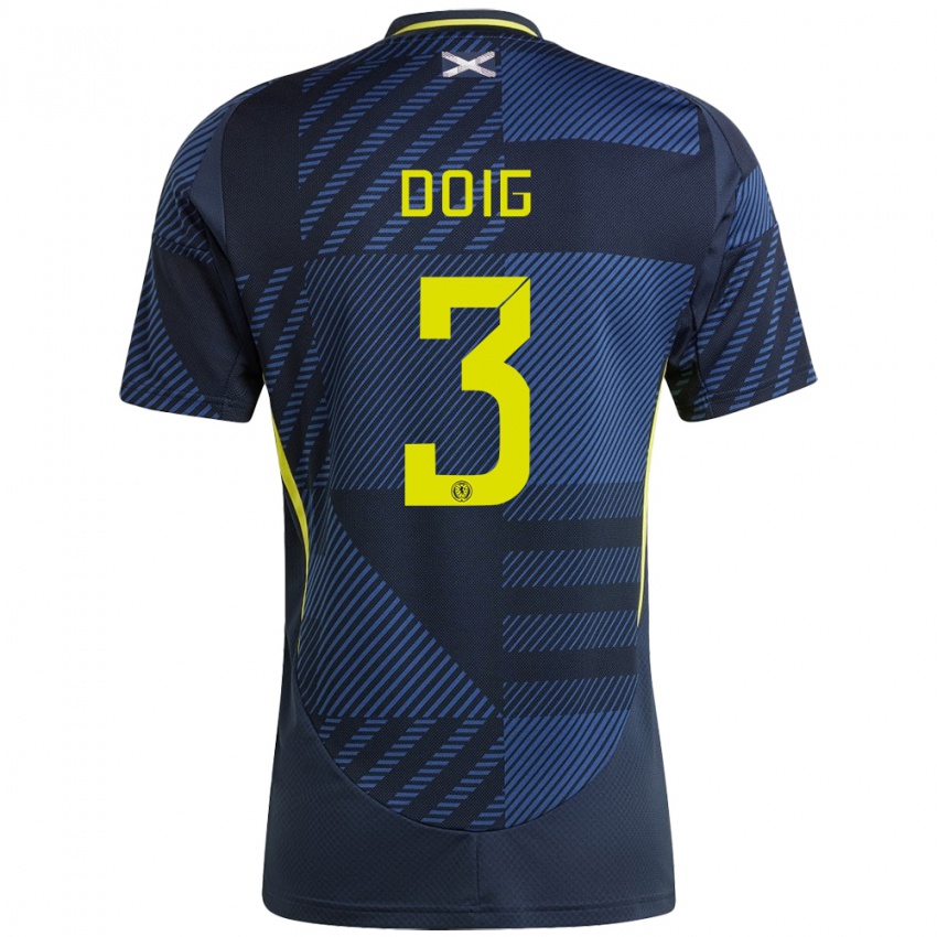 Dames Schotland Josh Doig #3 Donkerblauw Thuisshirt Thuistenue 24-26 T-Shirt