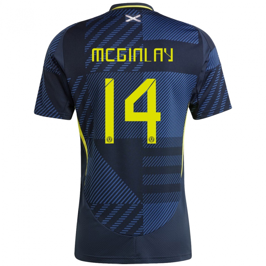 Dames Schotland Aiden Mcginlay #14 Donkerblauw Thuisshirt Thuistenue 24-26 T-Shirt