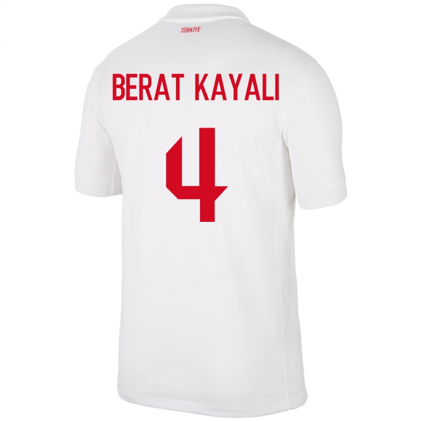 Dames Turkije Hasan Berat Kayalı #4 Wit Thuisshirt Thuistenue 24-26 T-Shirt