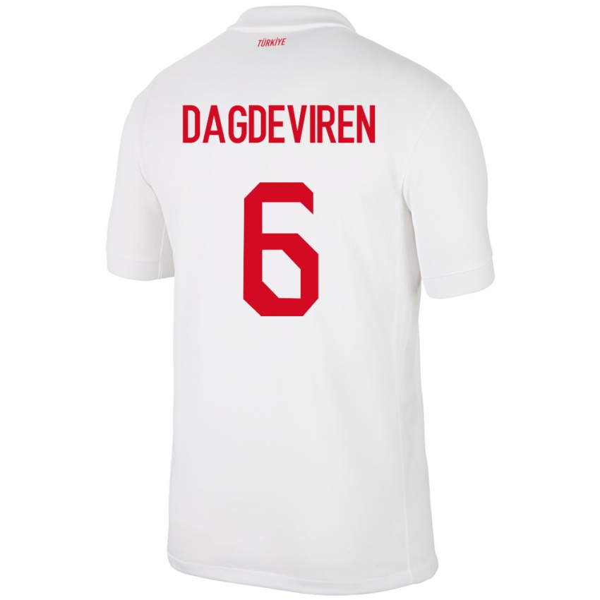 Dames Turkije Diren Dağdeviren #6 Wit Thuisshirt Thuistenue 24-26 T-Shirt