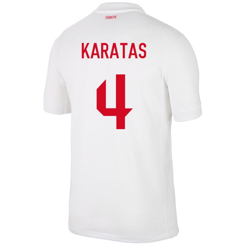 Dames Turkije Eda Karataş #4 Wit Thuisshirt Thuistenue 24-26 T-Shirt