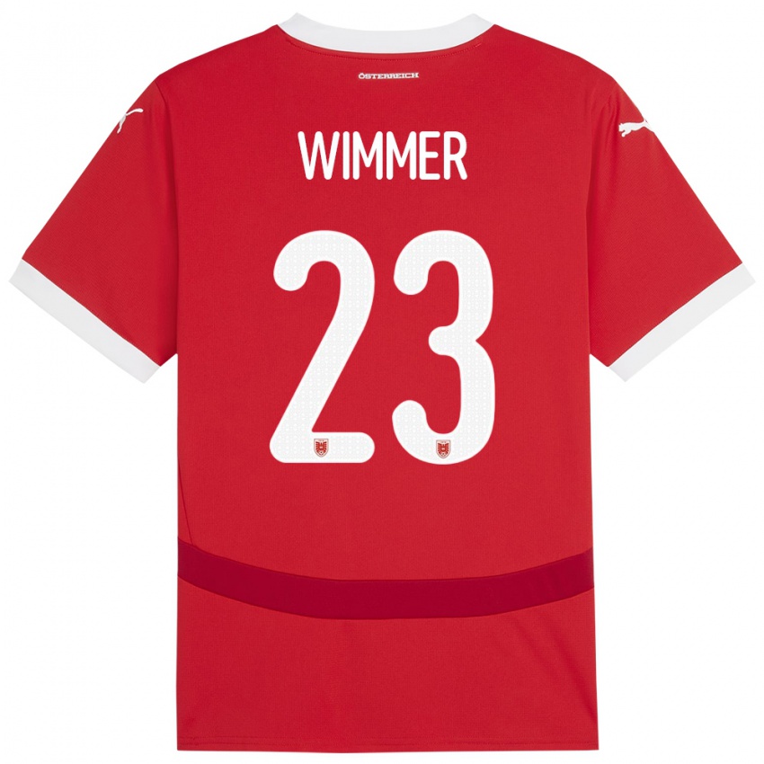 Dames Oostenrijk Patrick Wimmer #23 Rood Thuisshirt Thuistenue 24-26 T-Shirt