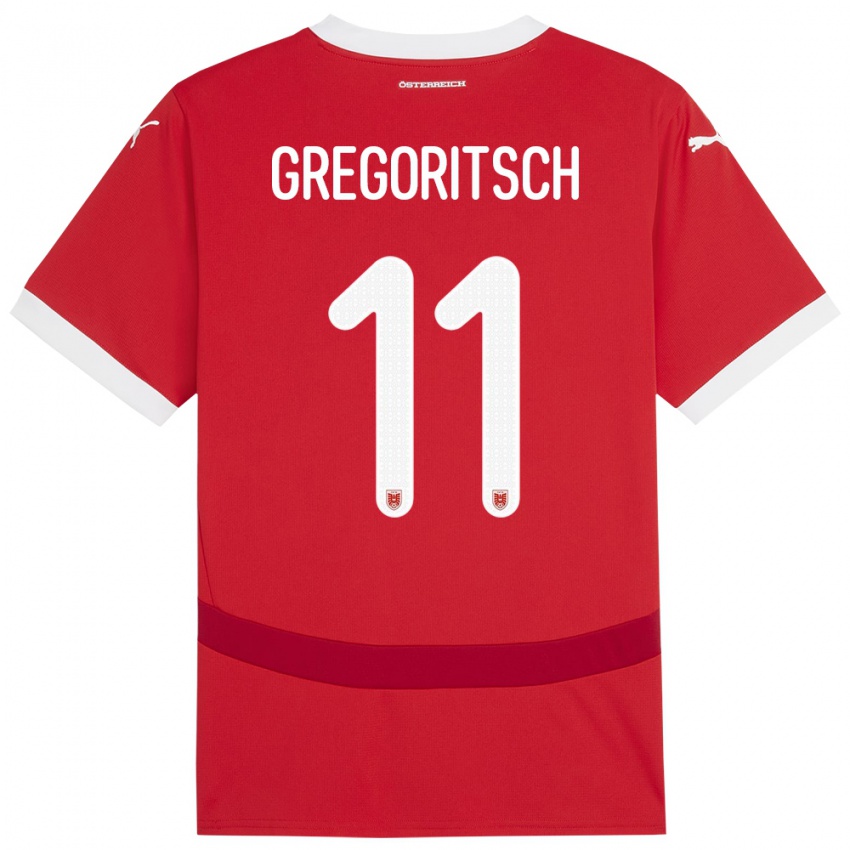 Dames Oostenrijk Michael Gregoritsch #11 Rood Thuisshirt Thuistenue 24-26 T-Shirt