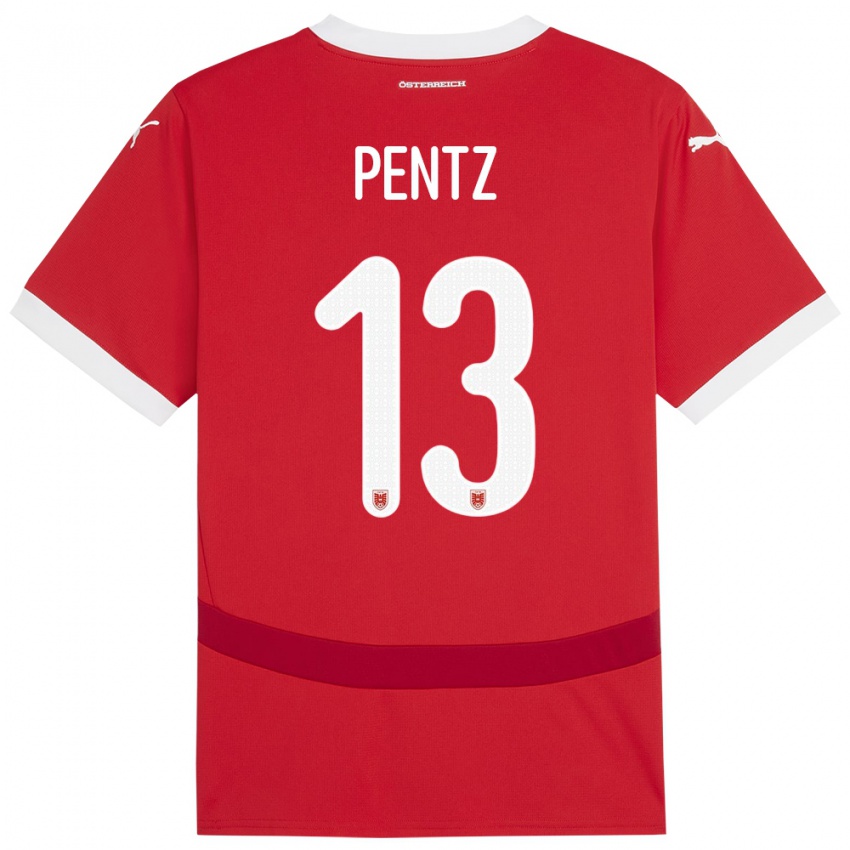 Dames Oostenrijk Patrick Pentz #13 Rood Thuisshirt Thuistenue 24-26 T-Shirt