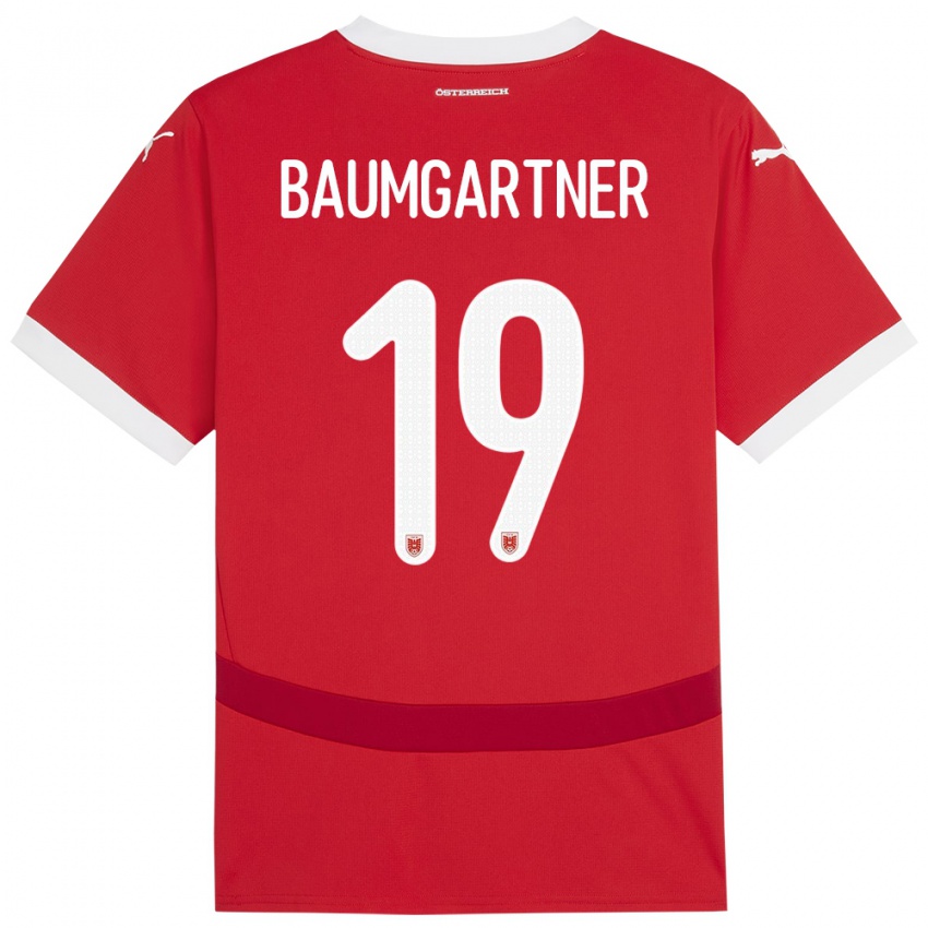 Dames Oostenrijk Christoph Baumgartner #19 Rood Thuisshirt Thuistenue 24-26 T-Shirt