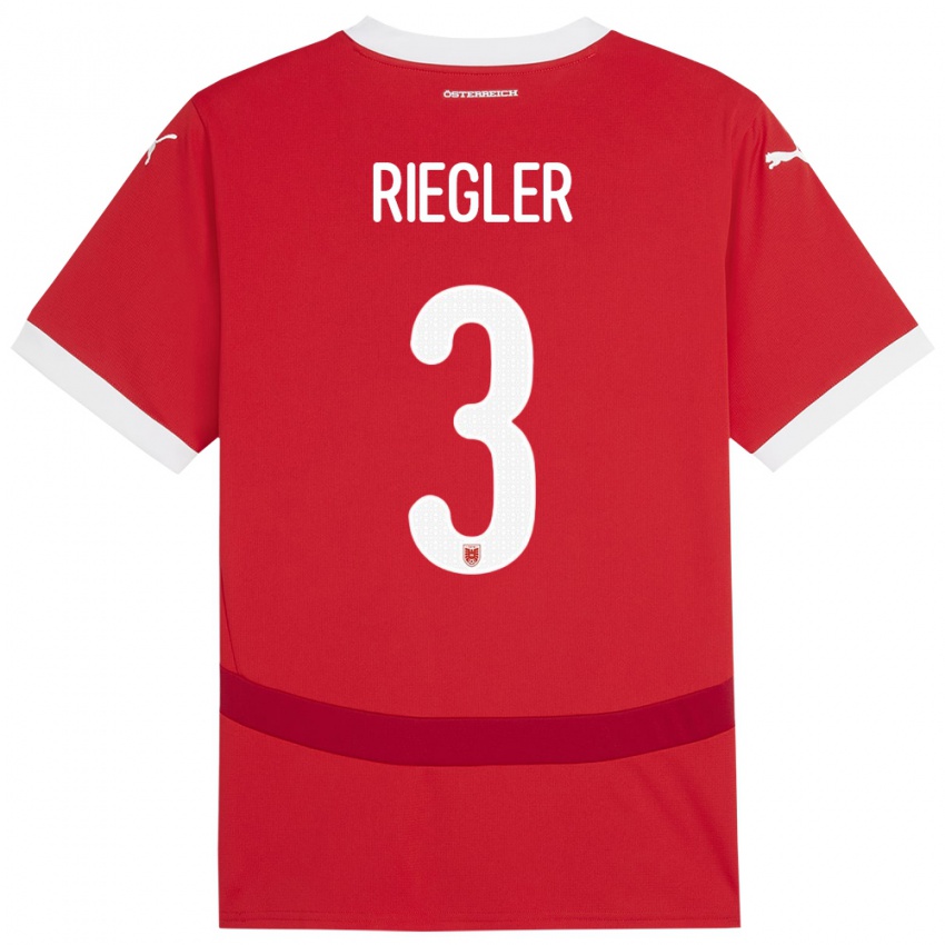 Dames Oostenrijk David Riegler #3 Rood Thuisshirt Thuistenue 24-26 T-Shirt