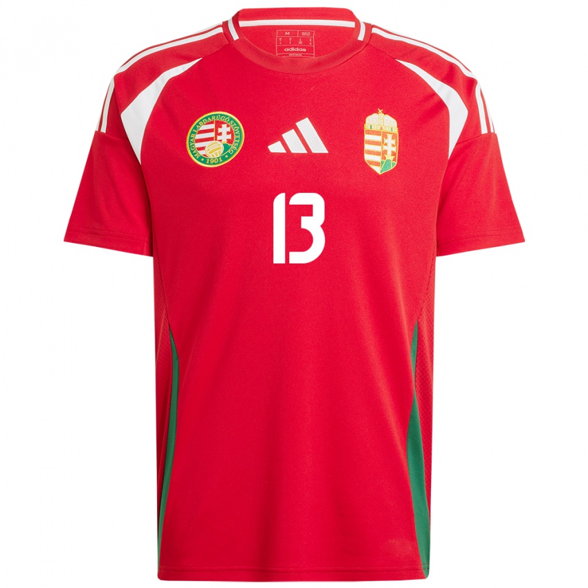 Dames Hongarije Levente Bősze #13 Rood Thuisshirt Thuistenue 24-26 T-Shirt