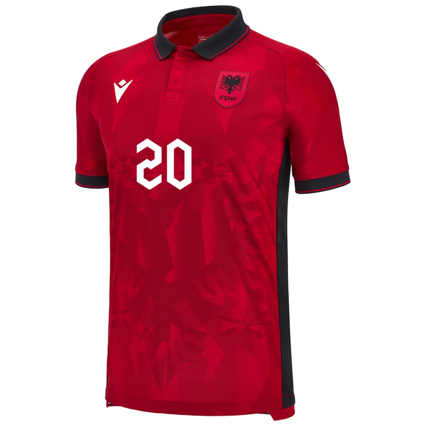 Dames Albanië Rinaldo Nela #20 Rood Thuisshirt Thuistenue 24-26 T-Shirt