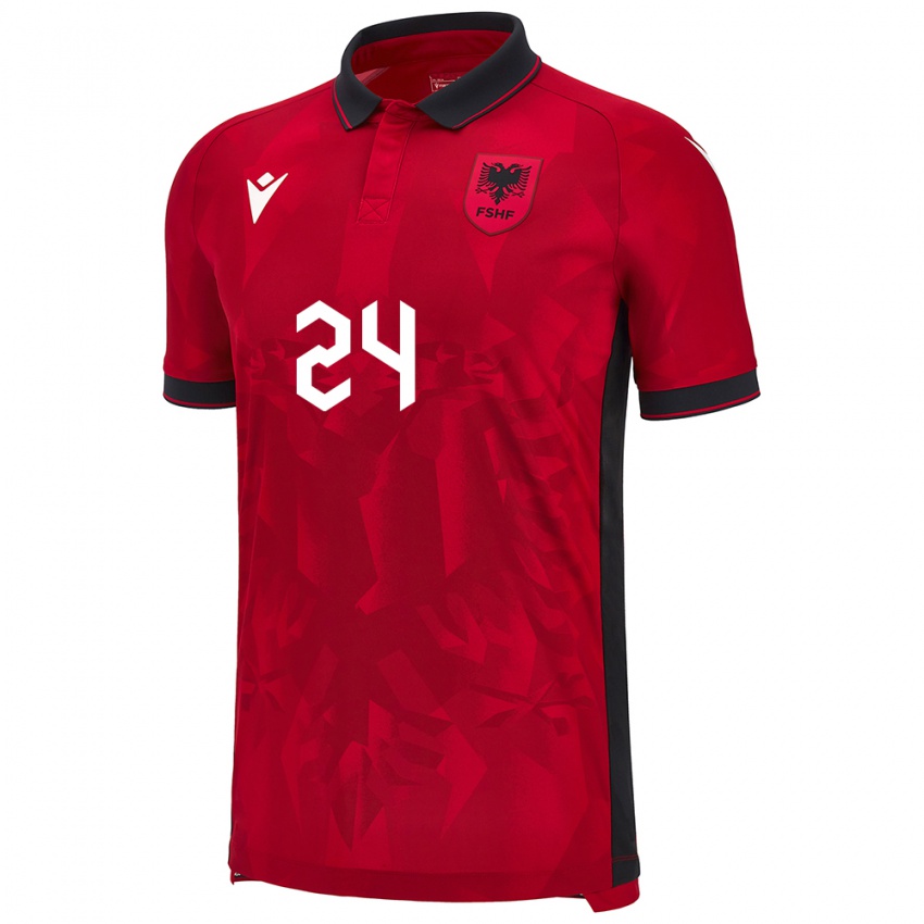 Dames Albanië Marash Kumbulla #24 Rood Thuisshirt Thuistenue 24-26 T-Shirt