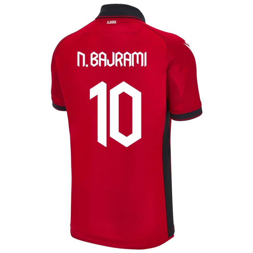Dames Albanië Nedim Bajrami #10 Rood Thuisshirt Thuistenue 24-26 T-Shirt