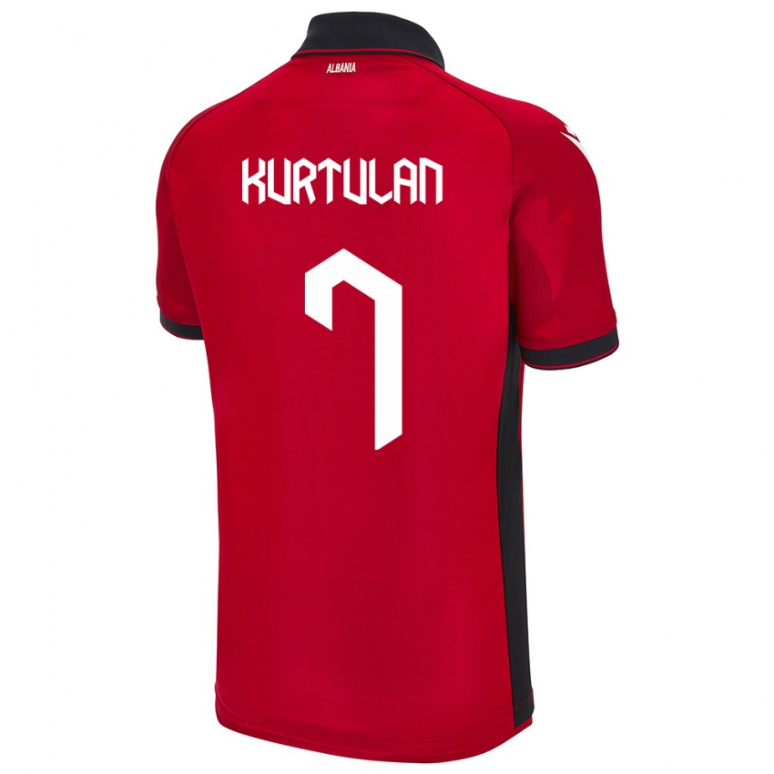 Dames Albanië Arda Kurtulan #7 Rood Thuisshirt Thuistenue 24-26 T-Shirt