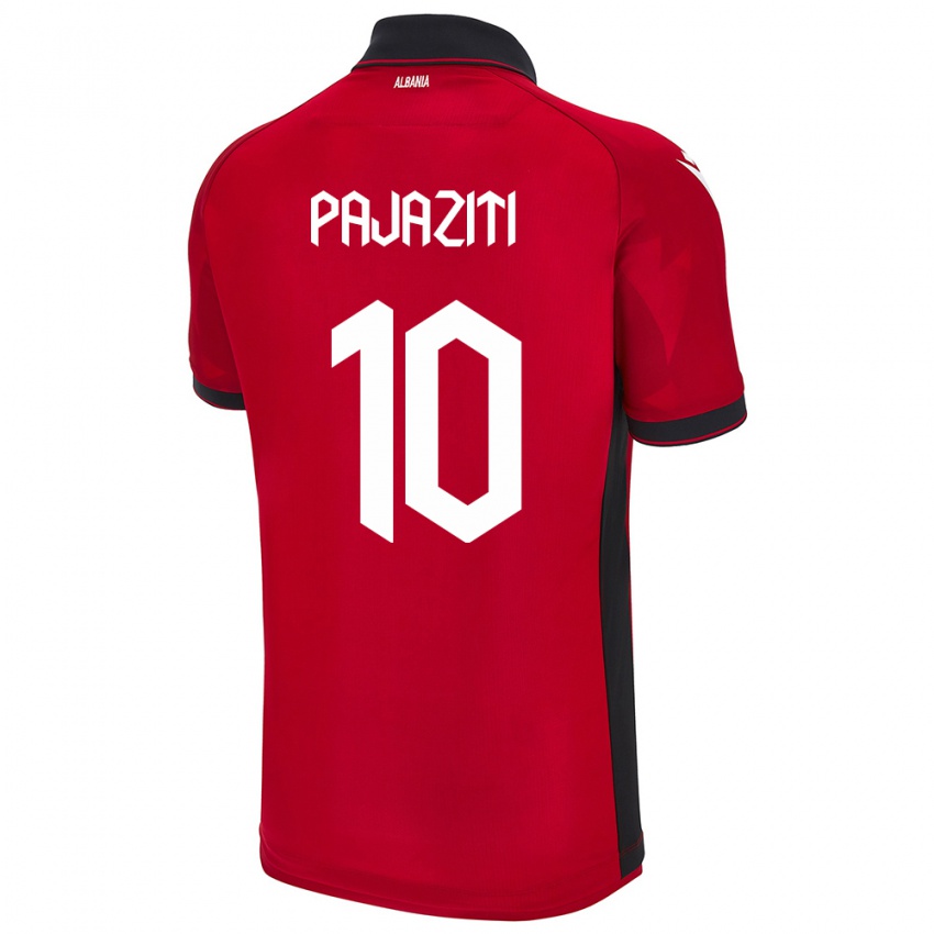 Dames Albanië Adrion Pajaziti #10 Rood Thuisshirt Thuistenue 24-26 T-Shirt