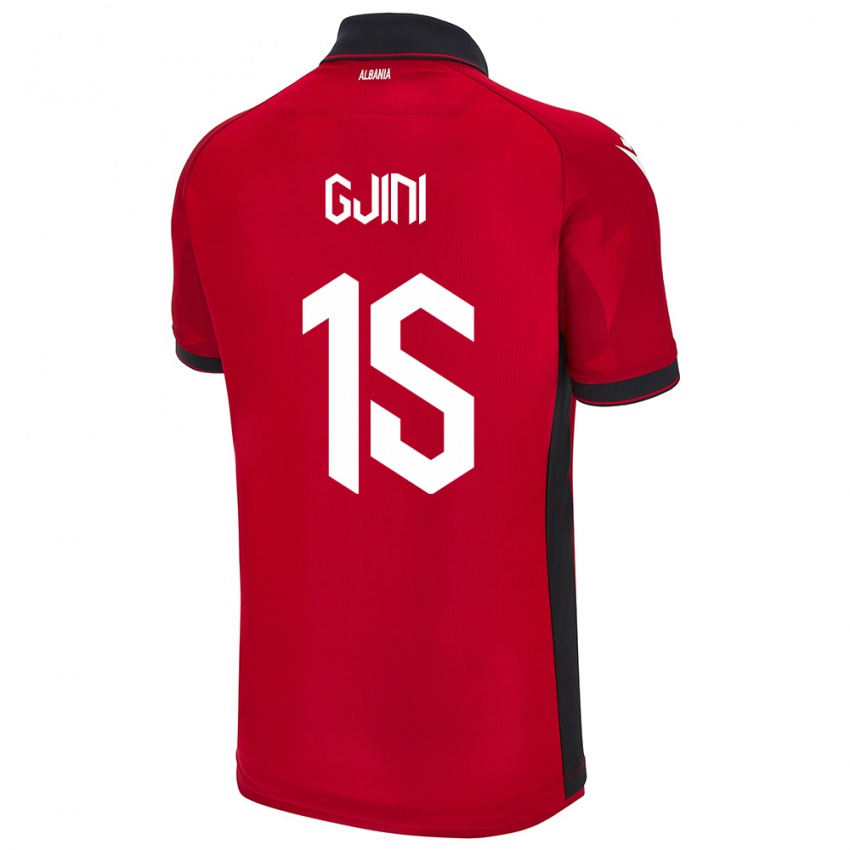 Dames Albanië Elmando Gjini #15 Rood Thuisshirt Thuistenue 24-26 T-Shirt