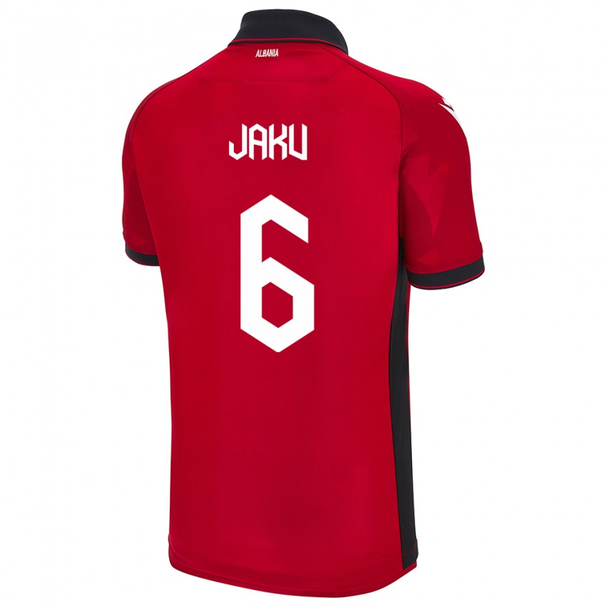Dames Albanië Jordi Jaku #6 Rood Thuisshirt Thuistenue 24-26 T-Shirt