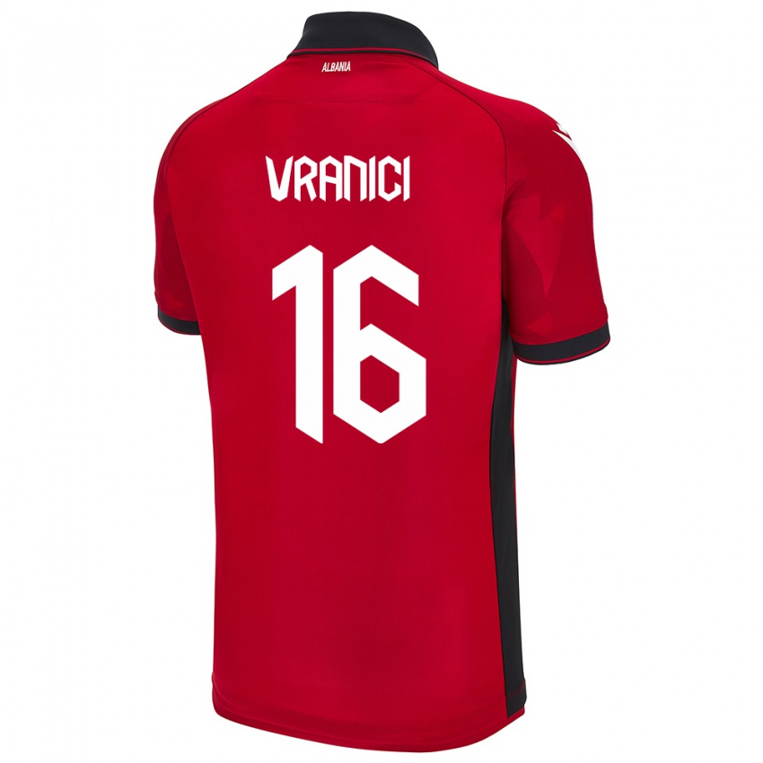 Dames Albanië Dean Vranici #16 Rood Thuisshirt Thuistenue 24-26 T-Shirt