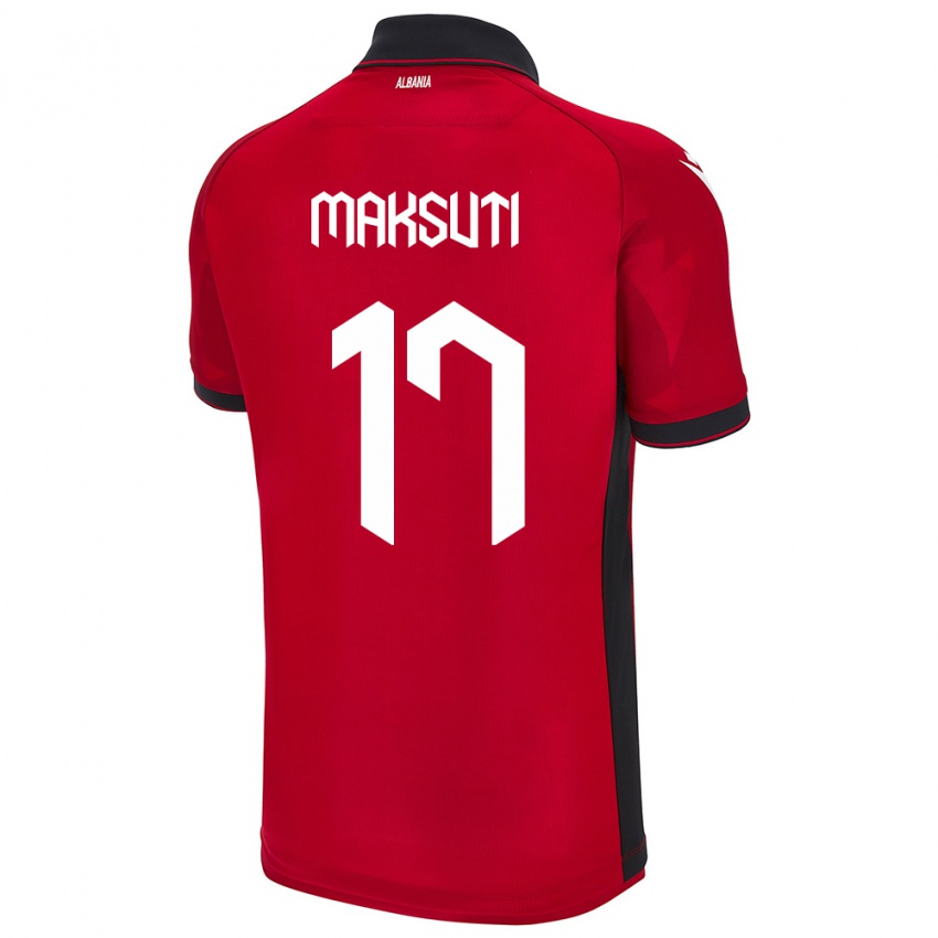 Dames Albanië Kristina Maksuti #17 Rood Thuisshirt Thuistenue 24-26 T-Shirt