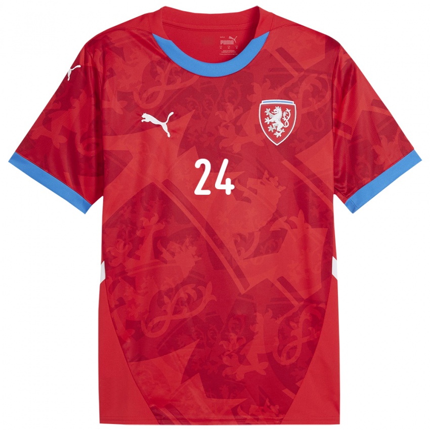 Dames Tsjechië Tomas Vlcek #24 Rood Thuisshirt Thuistenue 24-26 T-Shirt