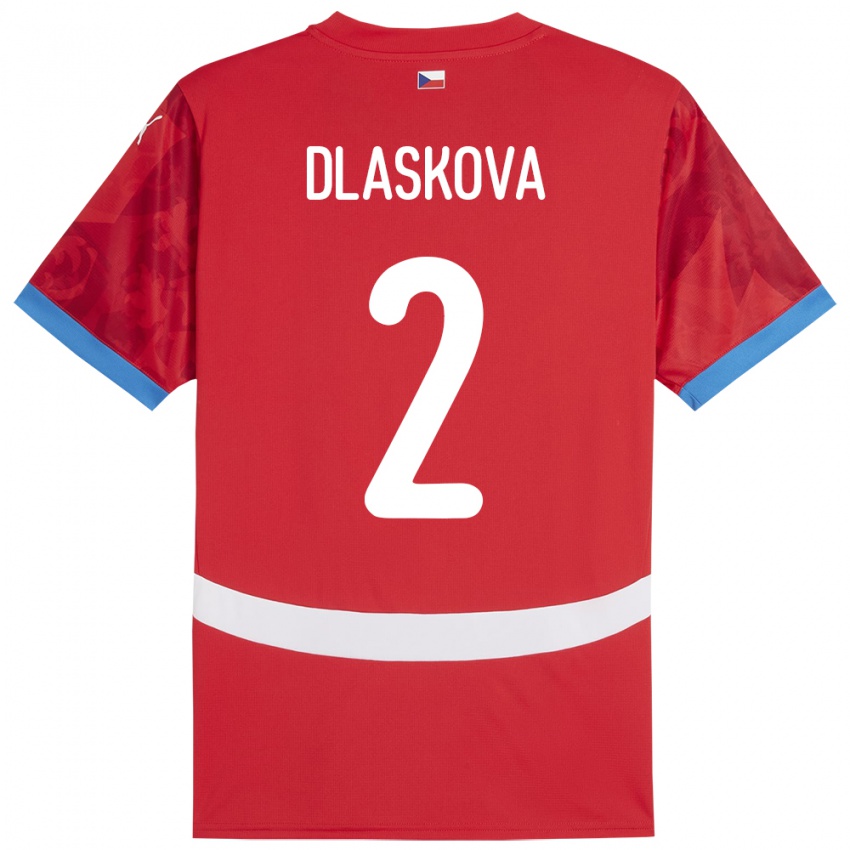 Dames Tsjechië Anna Dlasková #2 Rood Thuisshirt Thuistenue 24-26 T-Shirt