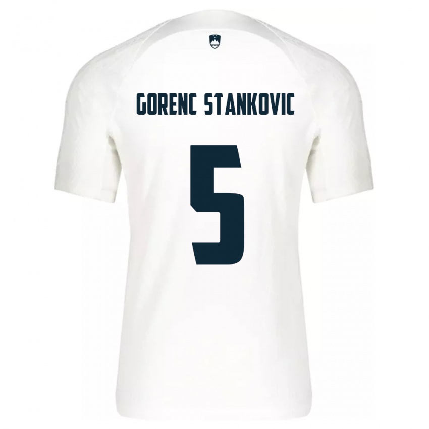 Dames Slovenië Jon Gorenc Stankovic #5 Wit Thuisshirt Thuistenue 24-26 T-Shirt