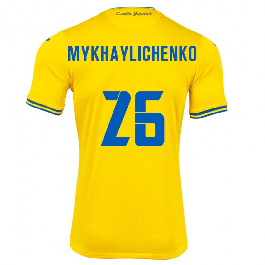 Dames Oekraïne Bogdan Mykhaylichenko #26 Geel Thuisshirt Thuistenue 24-26 T-Shirt