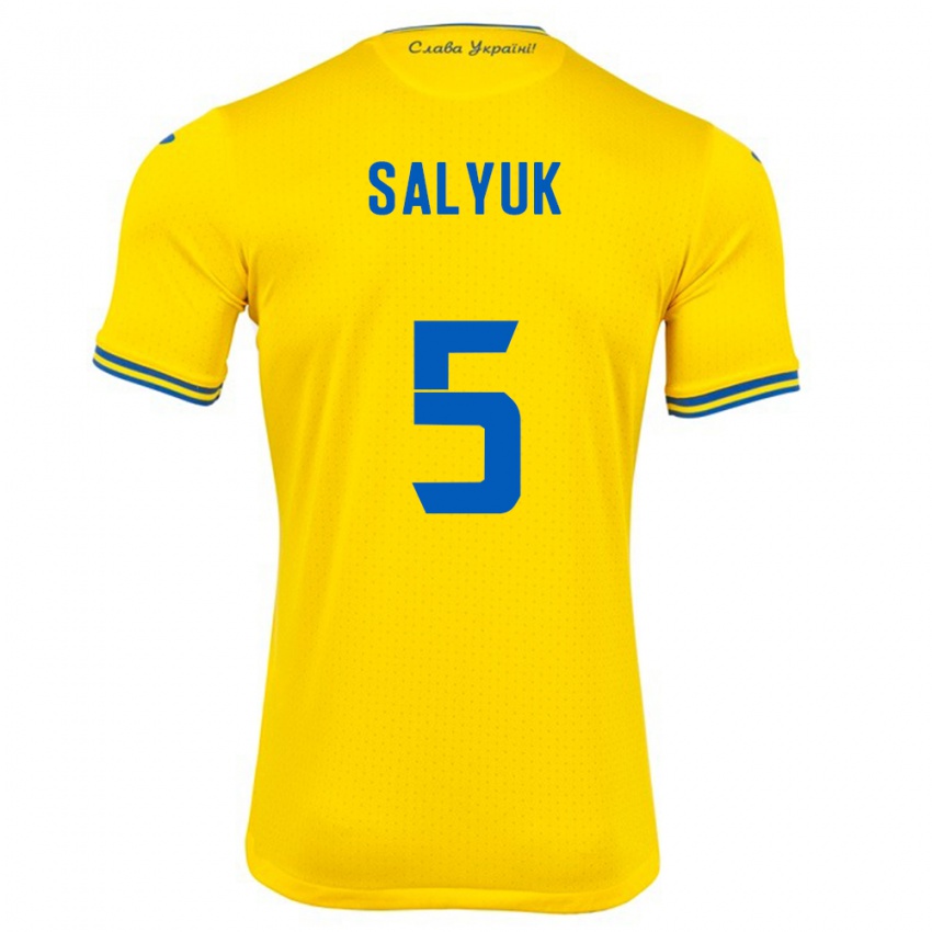 Dames Oekraïne Volodymyr Salyuk #5 Geel Thuisshirt Thuistenue 24-26 T-Shirt