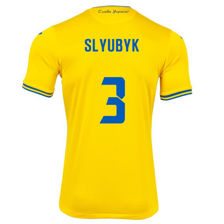 Dames Oekraïne Bogdan Slyubyk #3 Geel Thuisshirt Thuistenue 24-26 T-Shirt