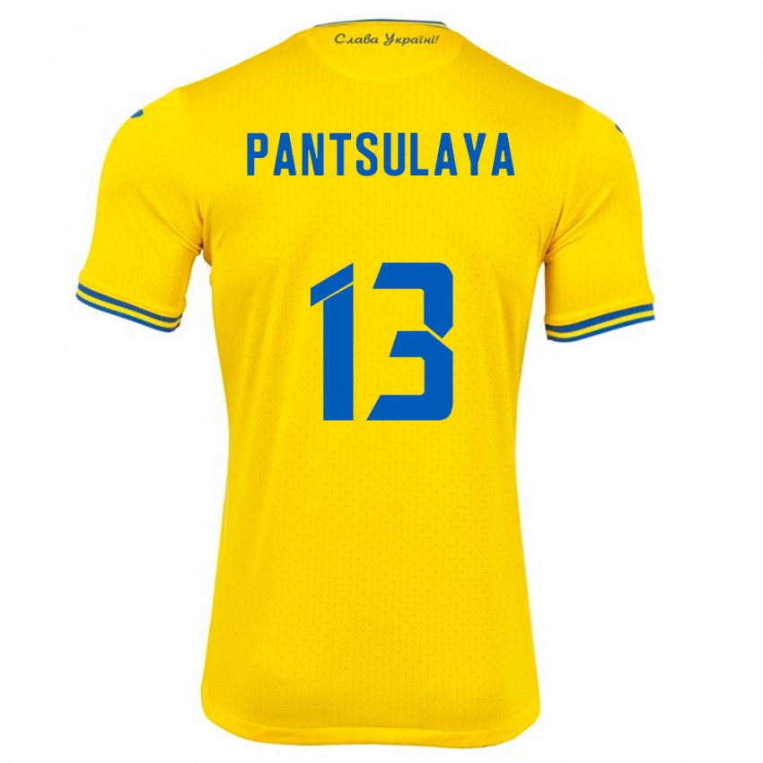 Dames Oekraïne Natiya Pantsulaya #13 Geel Thuisshirt Thuistenue 24-26 T-Shirt